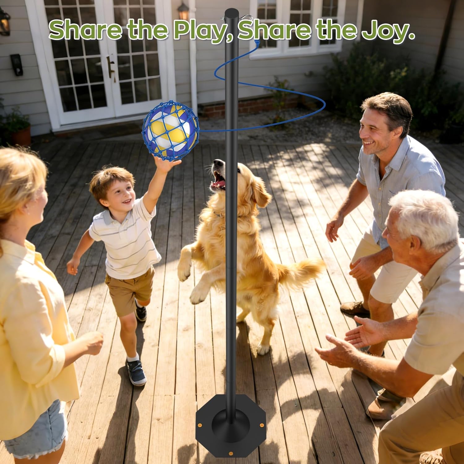 IMAYCC Tetherball Set with Ball and Rope, 7.9Ft Adjustable Height Heavy Duty Tetherball Kit, Tetherball Equipment for Outdoor, Playground, Backyard, Ball Games Sports for Dogs, Kids & Adults