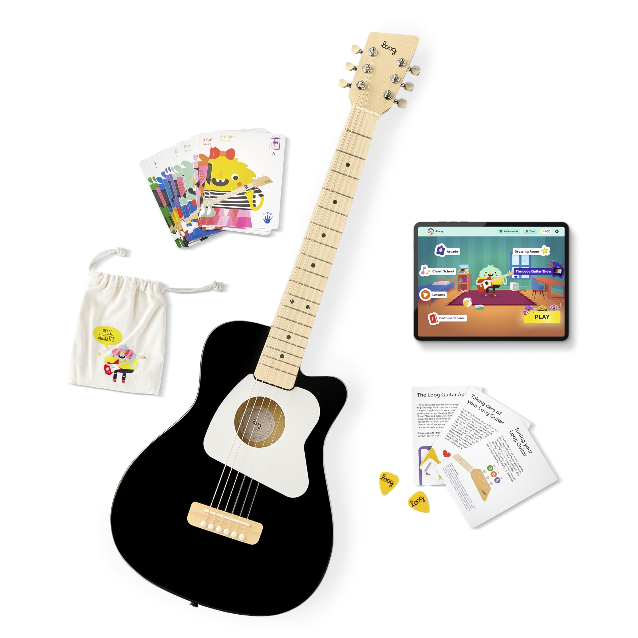 Amazon.com: Loog Pro 6 Acoustic kids real guitar for Beginners