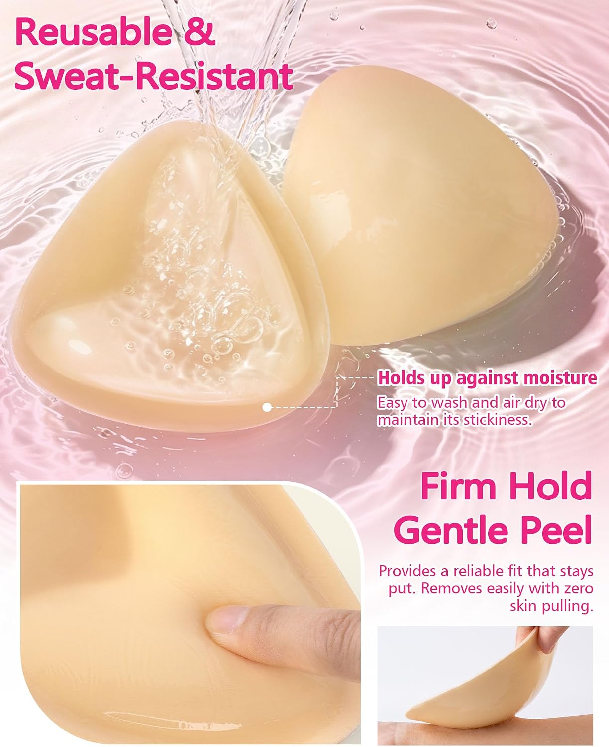 Double Sided Sticky Bra Inserts,Push Up Adhesive Breast Enhancers Pads for Strapless Backless & Bikini Swimsuits