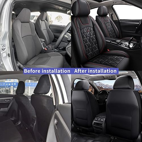 Miniatura 3 de 2 fundas de asiento delantero de automóvil, de piel sintética, ajuste universal para la mayoría de sedanes, SUV, camiones y camionetas, cojín de