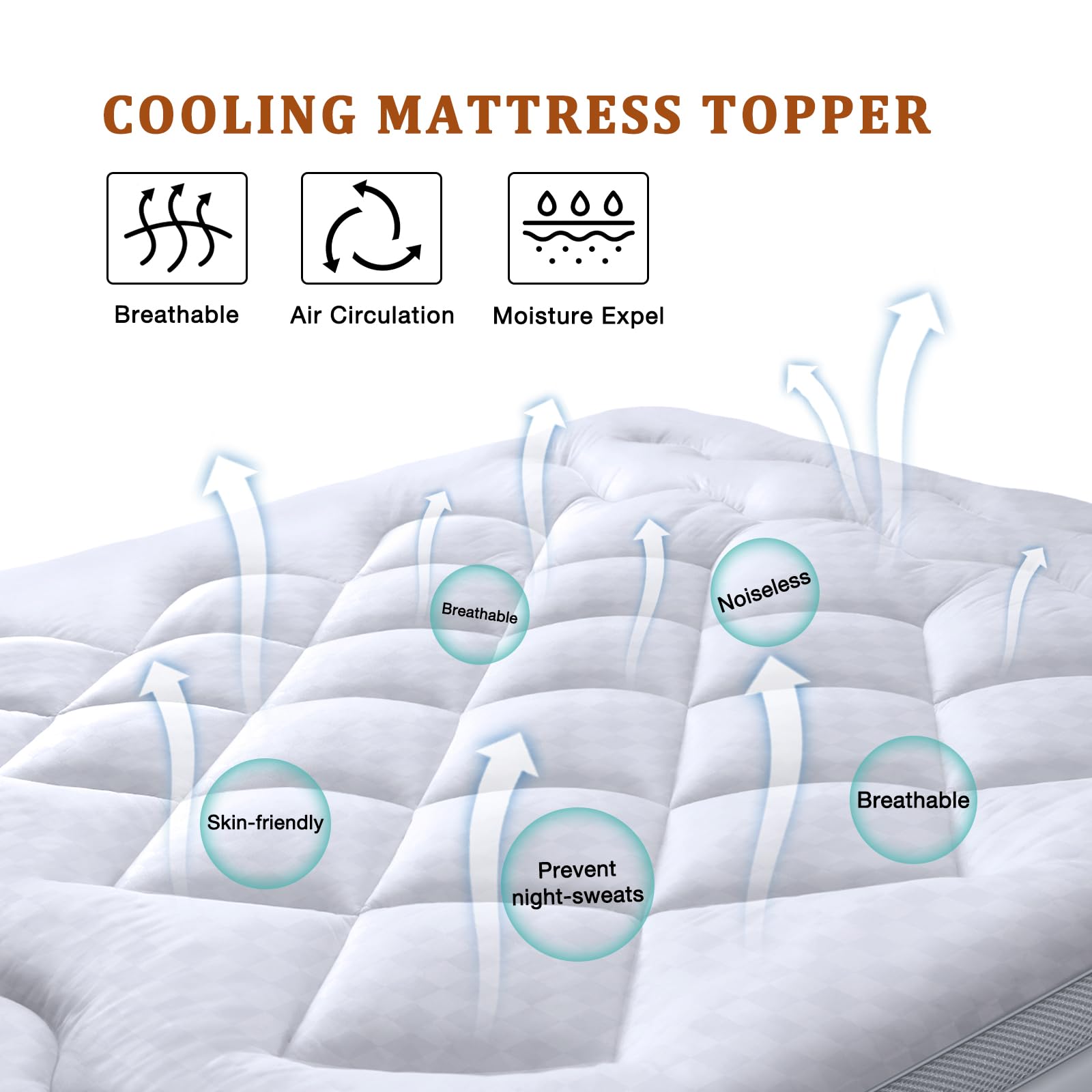 BedStory Cubrecolchón King Ultra Suave de 6 cm de Grosor, Fibra Alternativa de plumón para Dolor de Espalda, enfriamiento, Blanco, 150 x 200 cm, SSTP46020