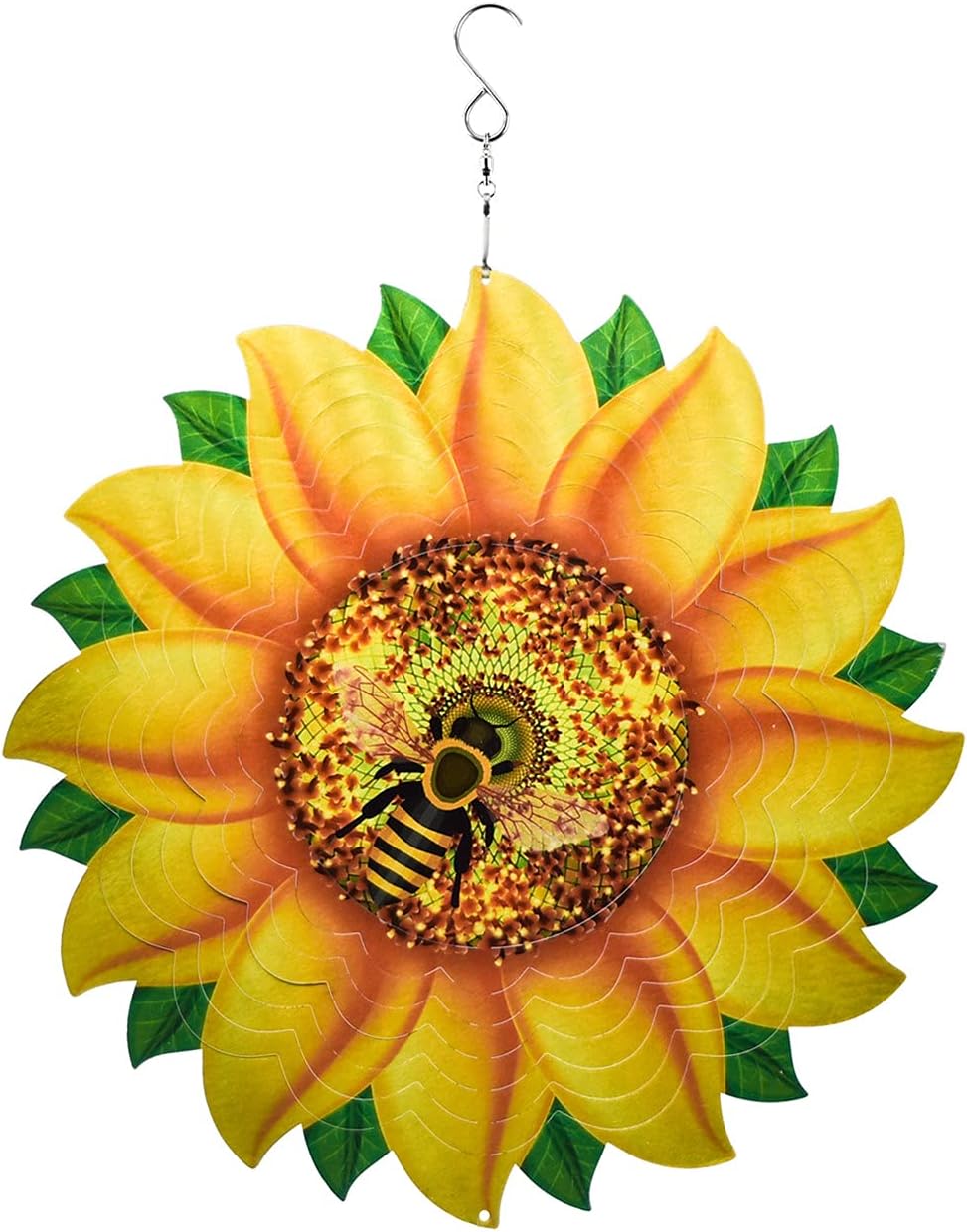 Sunflower Wind Spinner Metal Garden Decor Outdoor 3D Stainless Steel Sculptures Kinetic Hanging Whirligigs Yard Art Decorations Backyard Indoor Patio Lawn Ornaments Clearance Sun Catcher Windmill