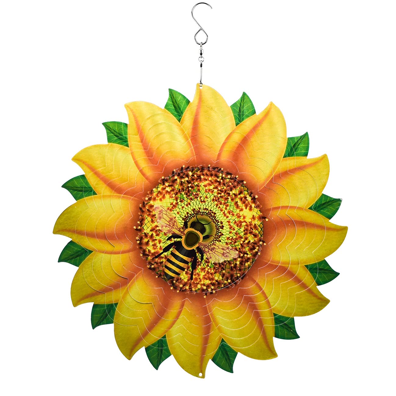 Sunflower Wind Spinner Metal Garden Decor Outdoor 3D Stainless Steel Sculptures Kinetic Hanging Whirligigs Yard Art Decorations Backyard Indoor Patio Lawn Ornaments Clearance Sun Catcher Windmill