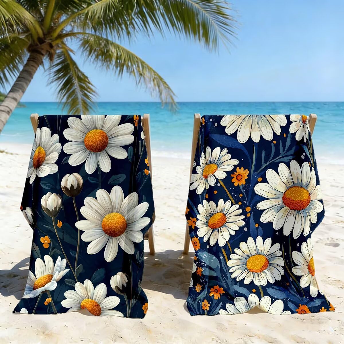 Serviette de Plage Microfibre, Lot de 2 Serviette de Bain Grande Taille 90x180 cm, Séchage Rapide Drap de Bain Fleur, Anti Sable Serviettes de Plage, Serviettes Microfibre Sport pour Travel -4030