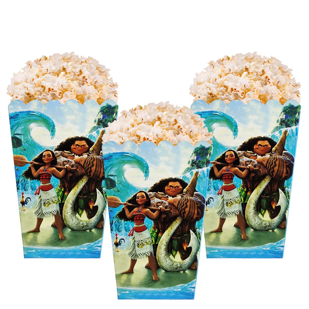 Buy 12 pieces of Moana popcorn box, Moana birthday themed party