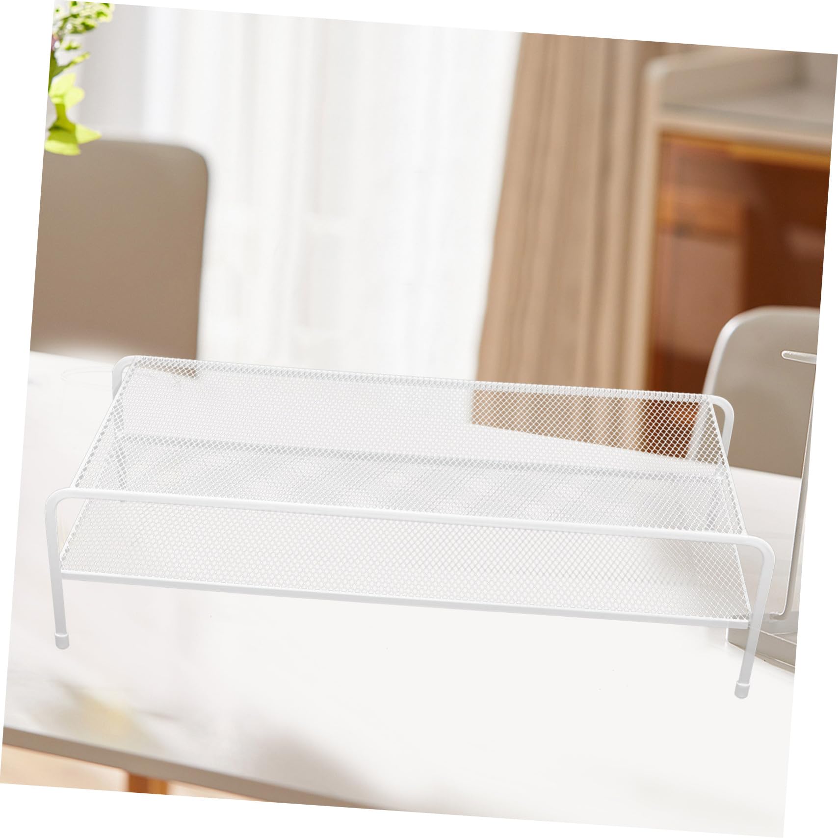 iplusmile Supporto Livello per Monitor Alzata in e Ferro Bianco Resistente alla Deformazione Doppio per Organizzare per Ufficio e Casa Scrivania