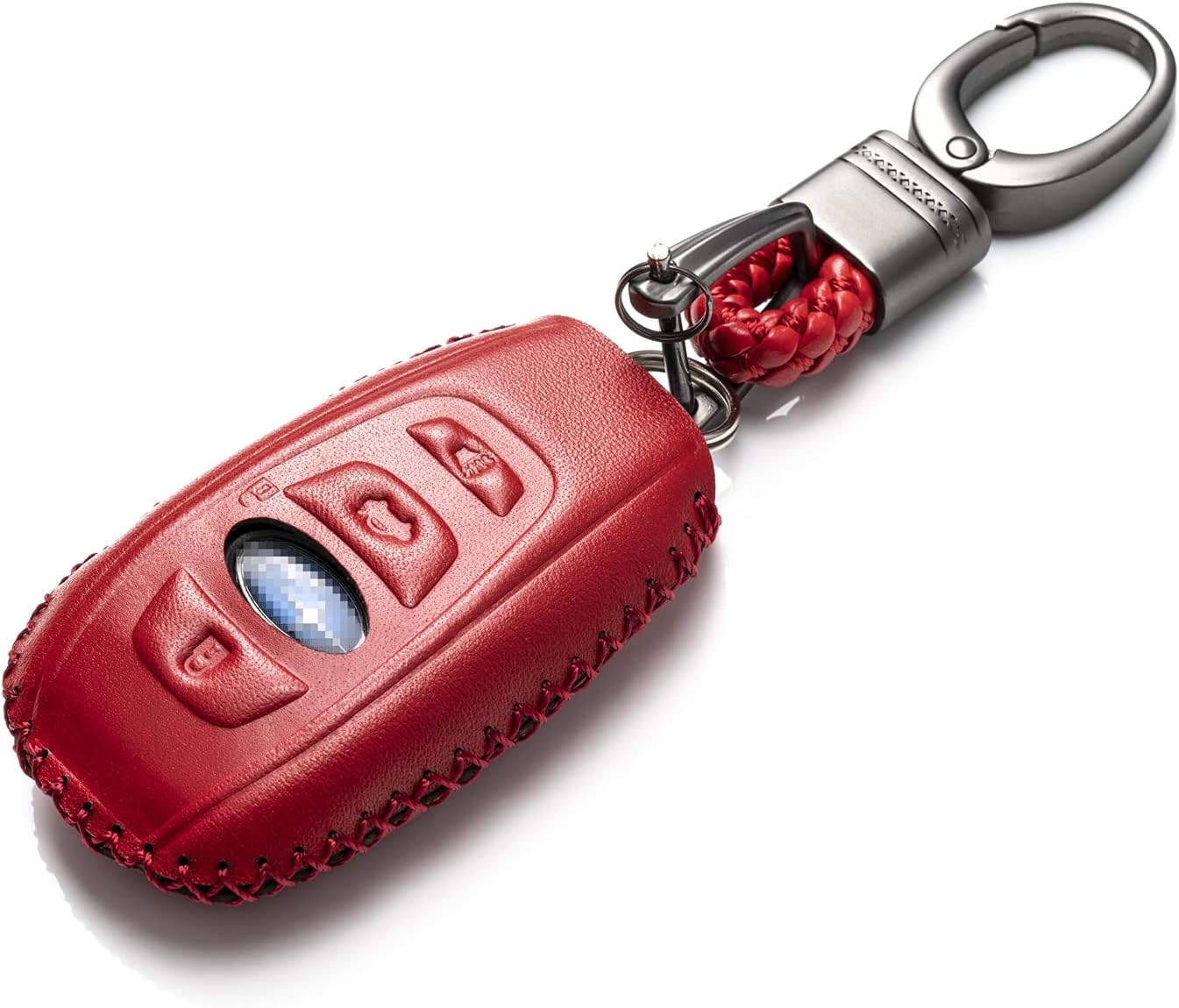 Vitodeco Leather Keyless Remote Smart Key Fob Case Cover with a Key Chain Compatible for Subaru Forester, Impreza, Outback, WRX, BRZ, XV Crosstrek, Ascent 2014 - 2023 (4-Button, Red)