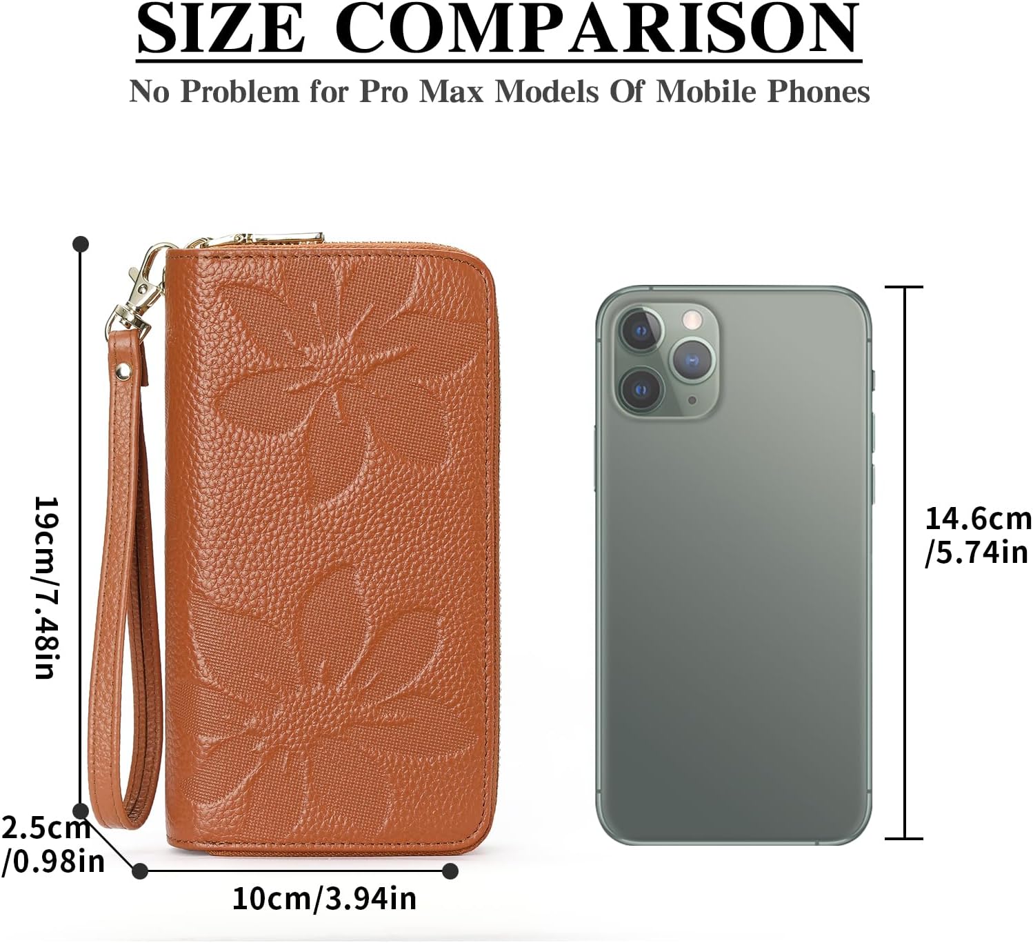 GOIACII Women's Wallet Large Capacity Double Zip Ladies Card Phone Holder RFID Blocking Wristlet Leather - Image 8