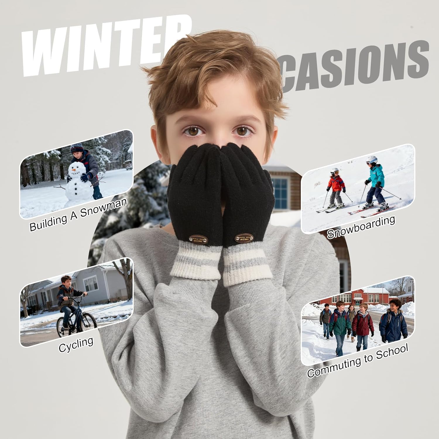 Kids Knit Gloves Boys Winter Warm Gloves Girl Stretchy Soft Glove Toddler Full Finger Mittens for Children - Image 5