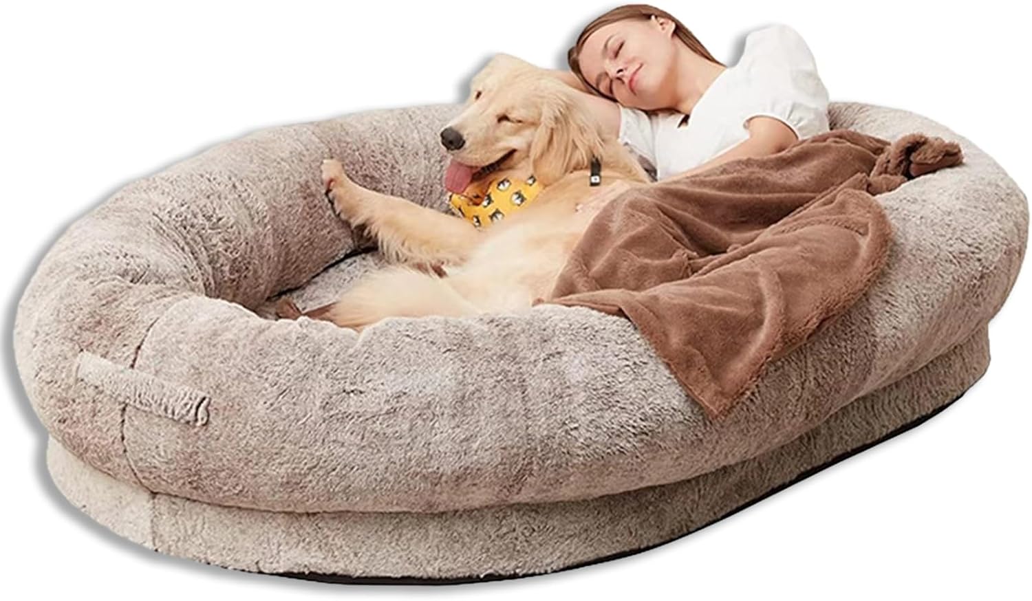 Giant Dog Bed for Humans with Blanket, Washable Large Dog Beds for Adult, Fluffy Dog Bed for Dogs,Dog Couch Beds,Lazy Sofa Beds (Size XXL) ()