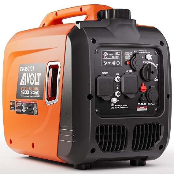 AIVOLT Inverter Generator 4300W Gas Powered Portable Super Quiet Outdoor Generator