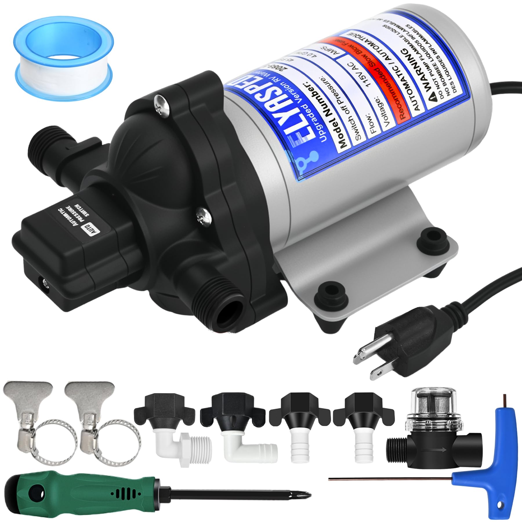 2026 Upgraded 2088-594-144 RV Fresh Water Pump, 115V AC 4.0 GPM,45PSI