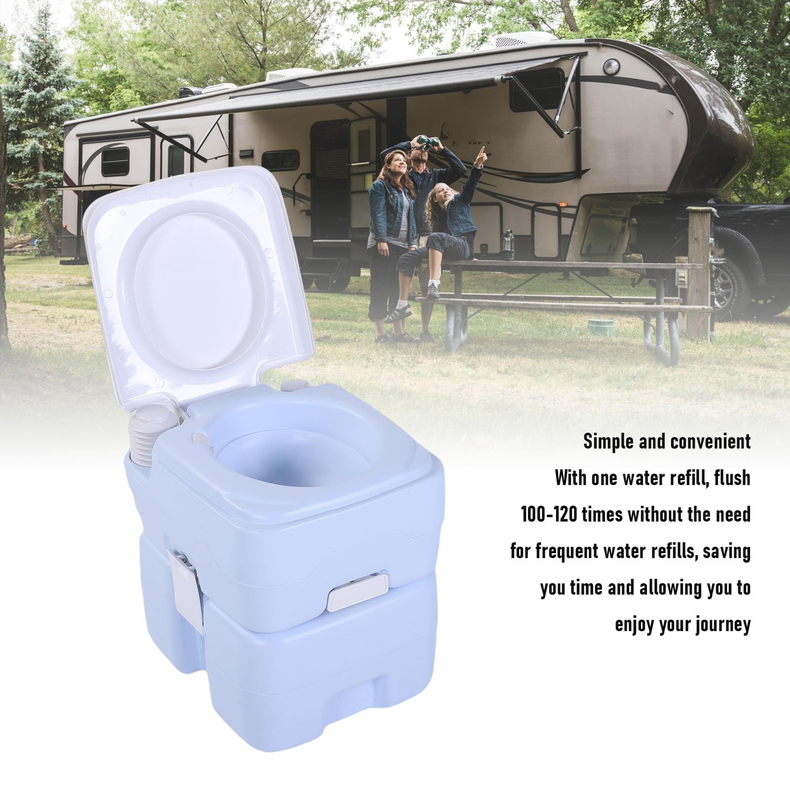 Inodoro para Acampar, Inodoro Portátil para Vehículos Recreativos con Diseño de Doble Sellado de 5.2 Galones, Portátil para Adultos con Bolsa de Almacenamiento y Tanque de Desechos para