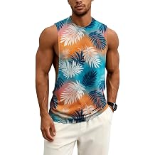 DMOYALA Mens Beach Tank Tops 2026 Summer Casual Sleeveless Shirts Palm Tree Graphic Hawaiian Vacation Tanks Workout T-Shirts