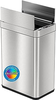 iTouchless 13 Gallon Wings-Open Sensor Trash Can with AbsorbX Odor Filter and Pet-Proof Lid, Stainless Steel, Automatic Touchless Garbage Prevents Dogs & Cats Getting in kitchen-waste-bins