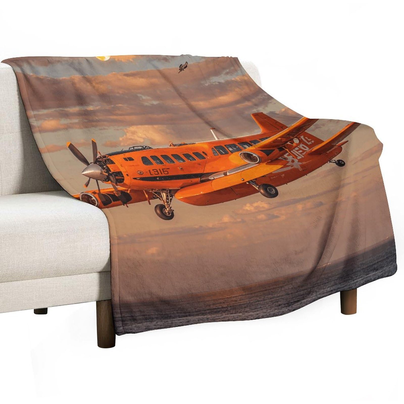 Couverture en molleton orange clair 127x152 cm pour lit et canapé