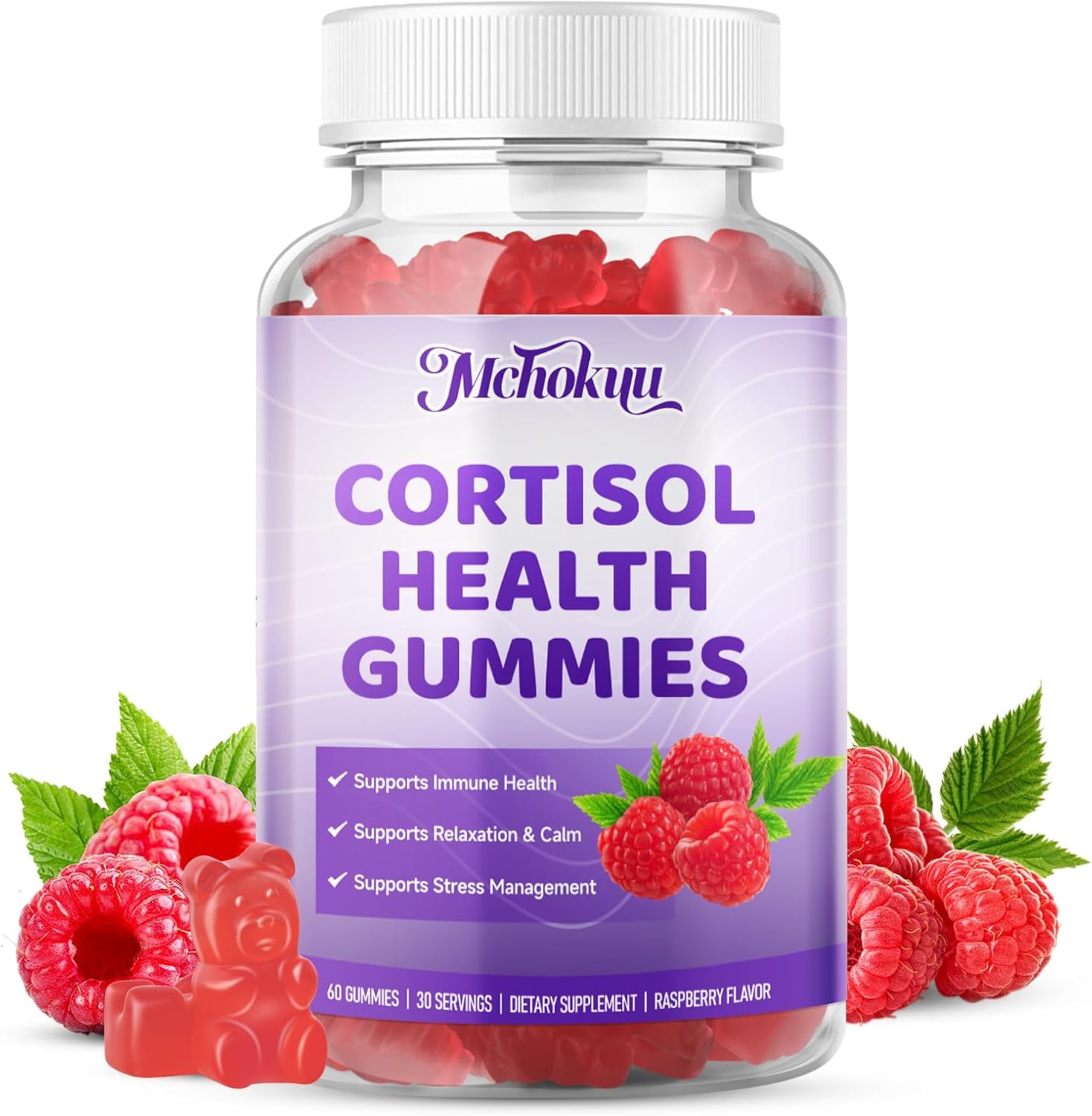 Cortisol Supplement Gummies for Women – Sugar Free Cortisol Gummies with Ashwagandha, Magnesium, L-Theanine, Rhodiola Rosea Supports for Daily Wellness - Vegan Raspberry Flavor, 120 Count