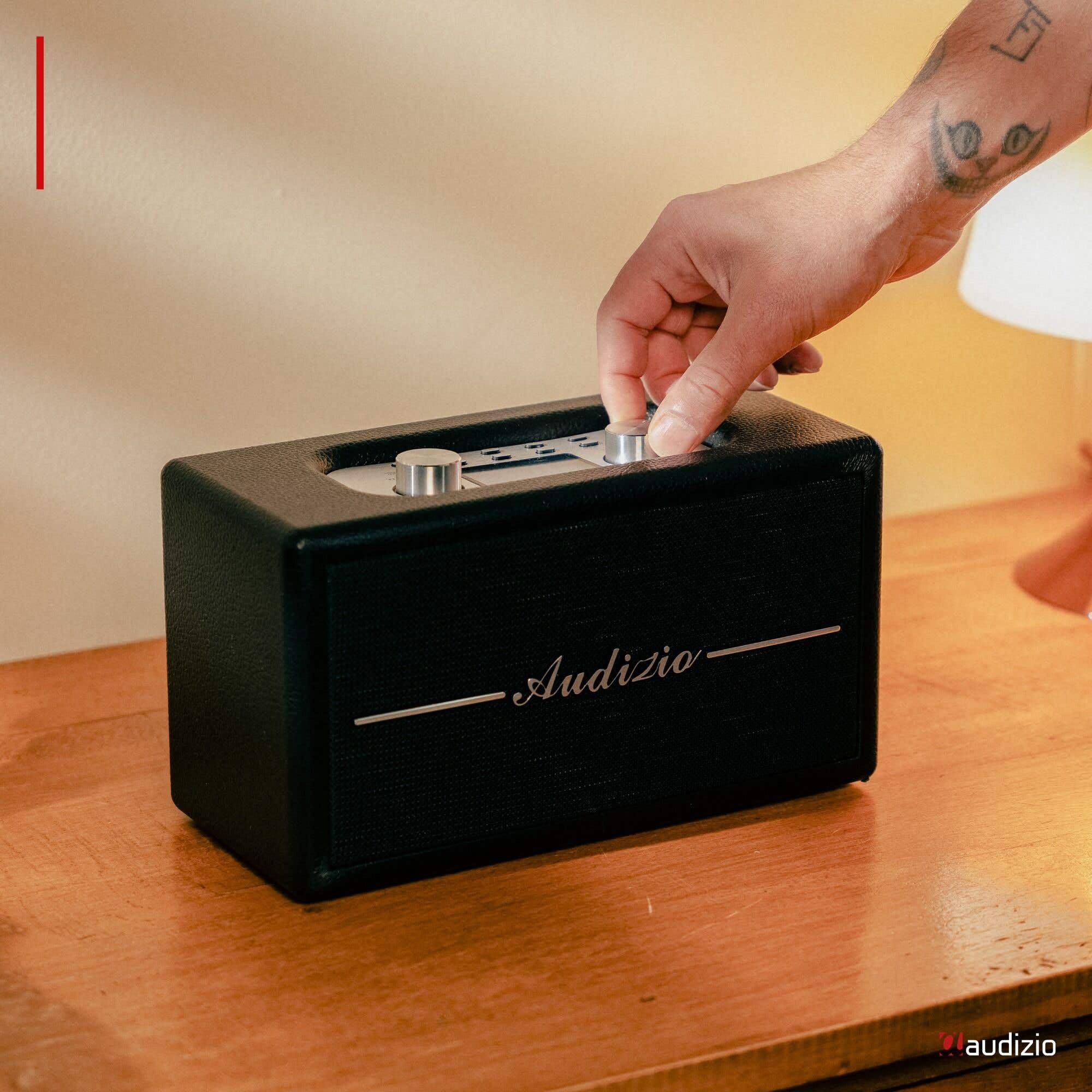 Audizio Tune60 - Radio Dab+/FM BT sans Fil Rétro Noire | Lecteur USB/SD, Alarme & Écran LCD | Radio Vintage Portable Secteur ou Piles
