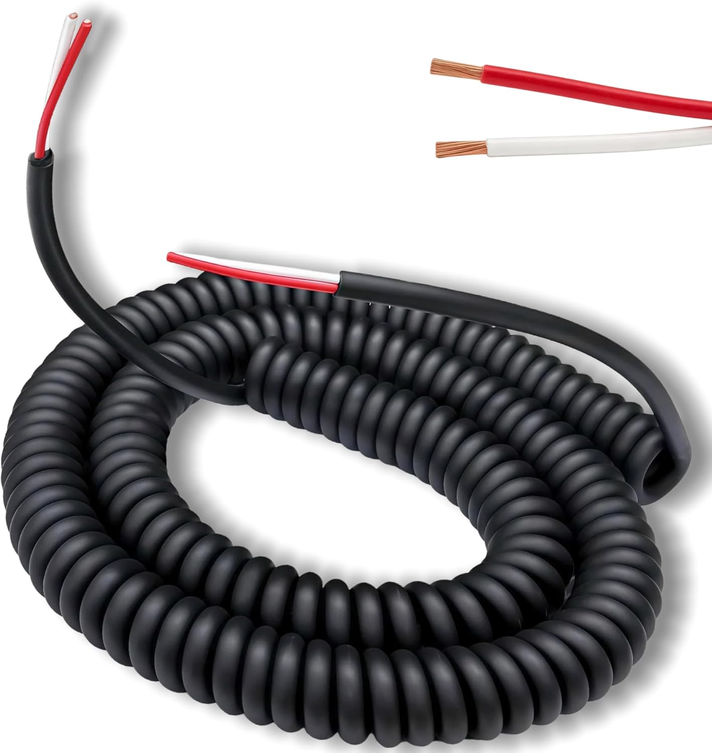 4-20-2 Coil Cord | 2 Conductor Wire, 18AWG/2, Retractable Spring Coiled Extension Cord 3 Foot Extension to 15 Foot for Industrial/Home Heavy Duty Use
