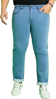 Bigbanana Men's Plus Size Solid Blue Jeans Price In India