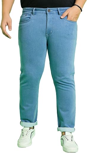 Bigbanana Men's Plus Size Solid Blue Jeans