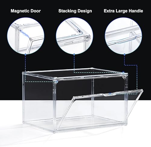 Miniatura 9 de Paquete de 6 cajas de zapatos apilables de plástico transparente, cajas de almacenamiento de zapatos transparentes más grandes, cajas de