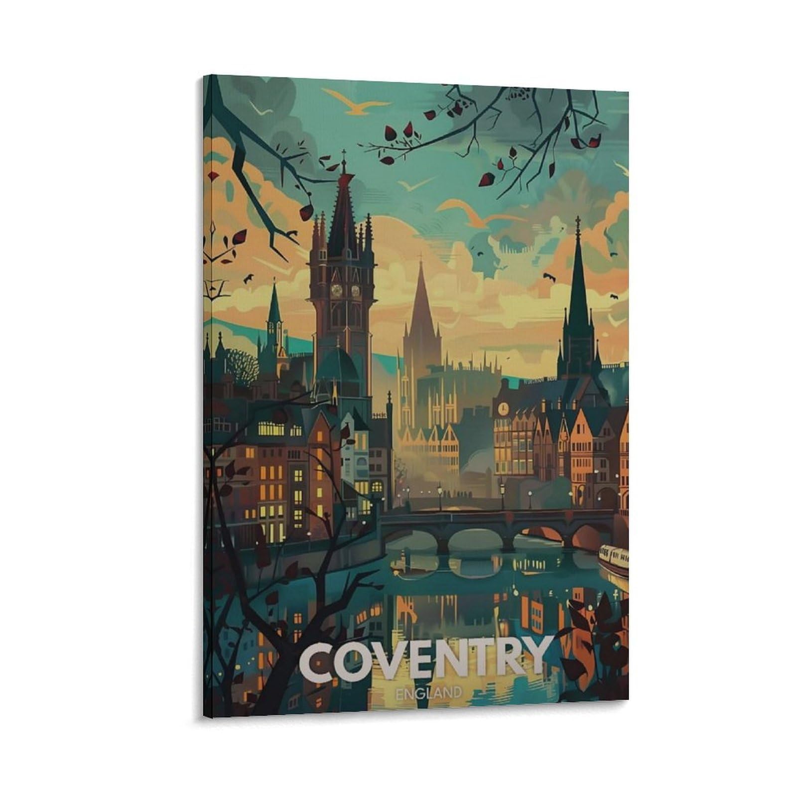 Wlqzfrwv Coventry City Poster,England City Art Canvas Poster Wall Art Decor Print Picture Paintings For Living Room Bedroom Decoration 08X12inch(20X30cm)