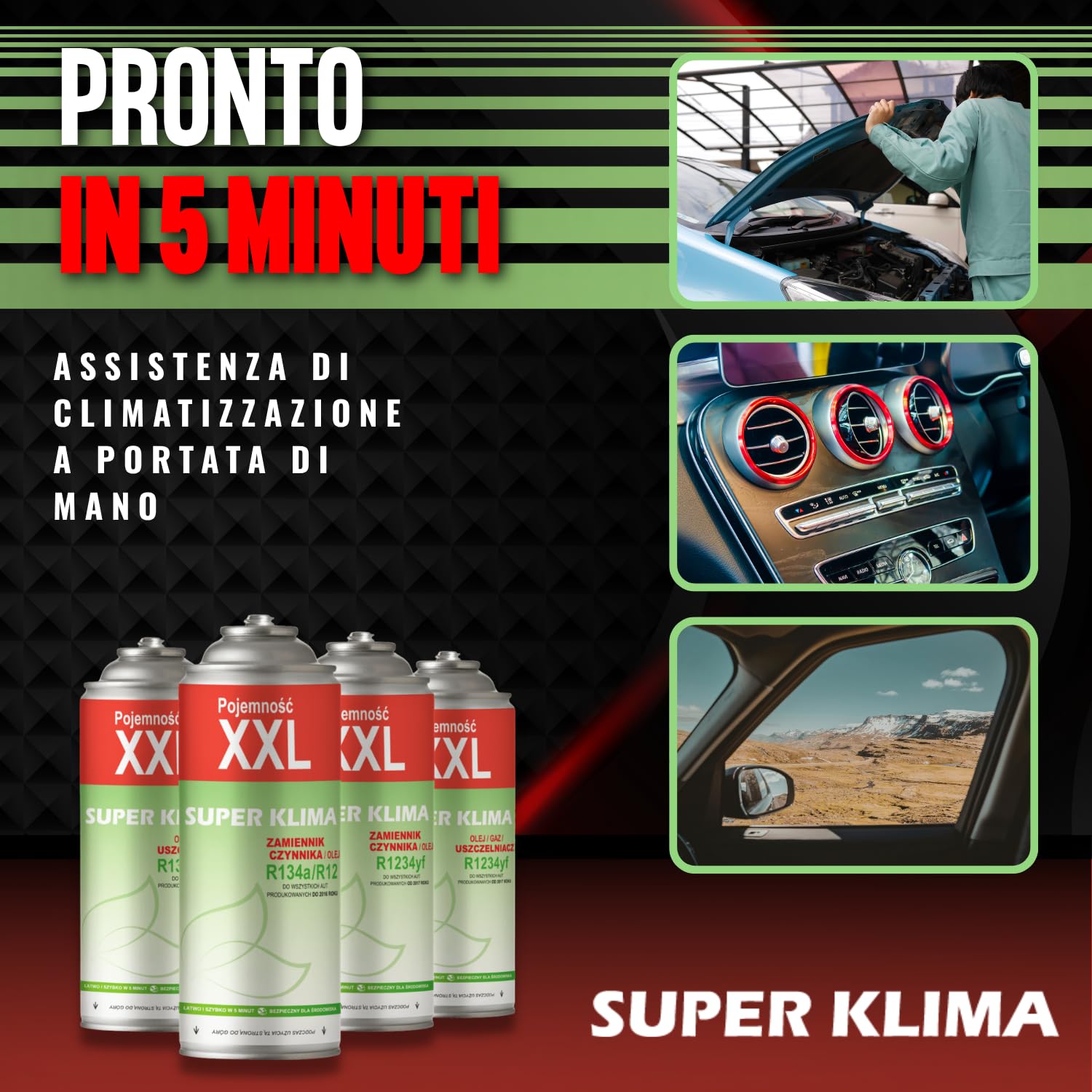 Tre Bombolette R1234yf Gas Aria Condizionata Auto 3in1 Clima Set Riparazione SUPER KLIMA