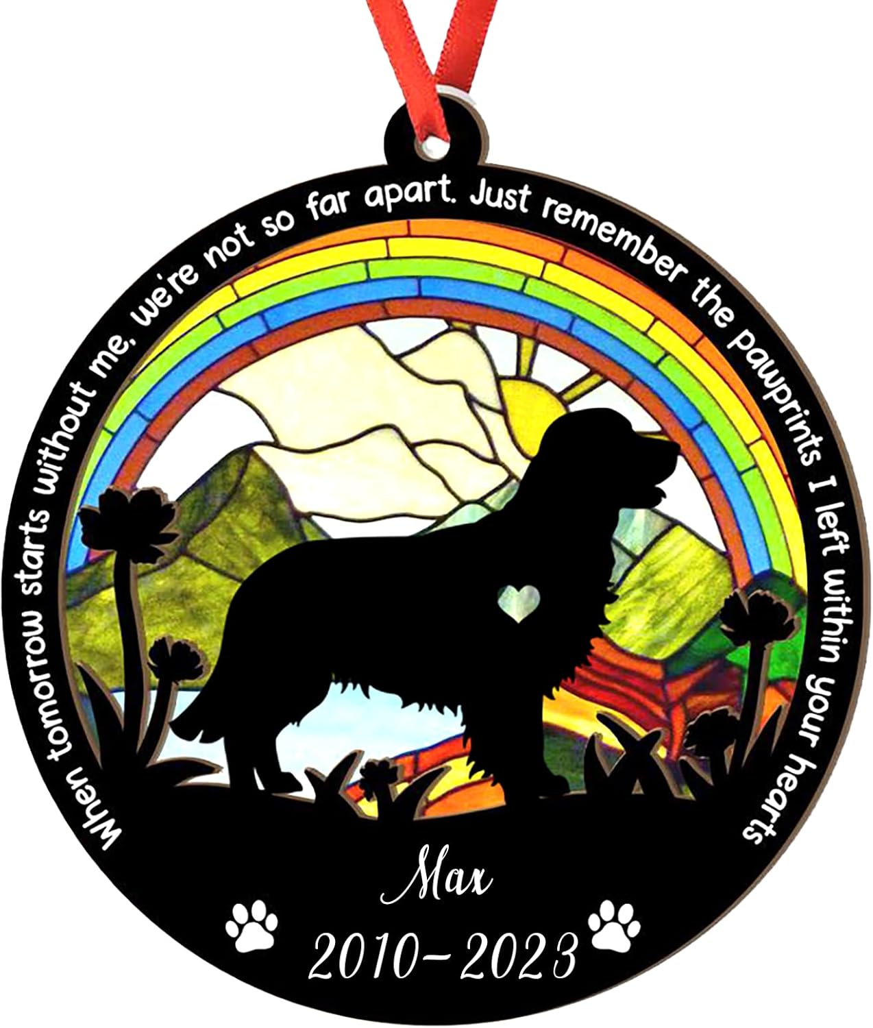 Adorno personalizado de Golden Retriever Suncatcher – Adorno de Navidad Golden Retriever, regalo para perro amante, Golden Retriever 3D 2 capas