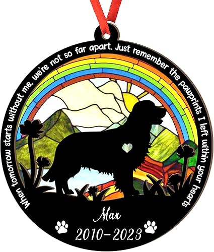 Adorno personalizado de Golden Retriever Suncatcher - Adorno de Navidad Golden Retriever, regalo para perro amante, Golden Retriever 3D 2 capas