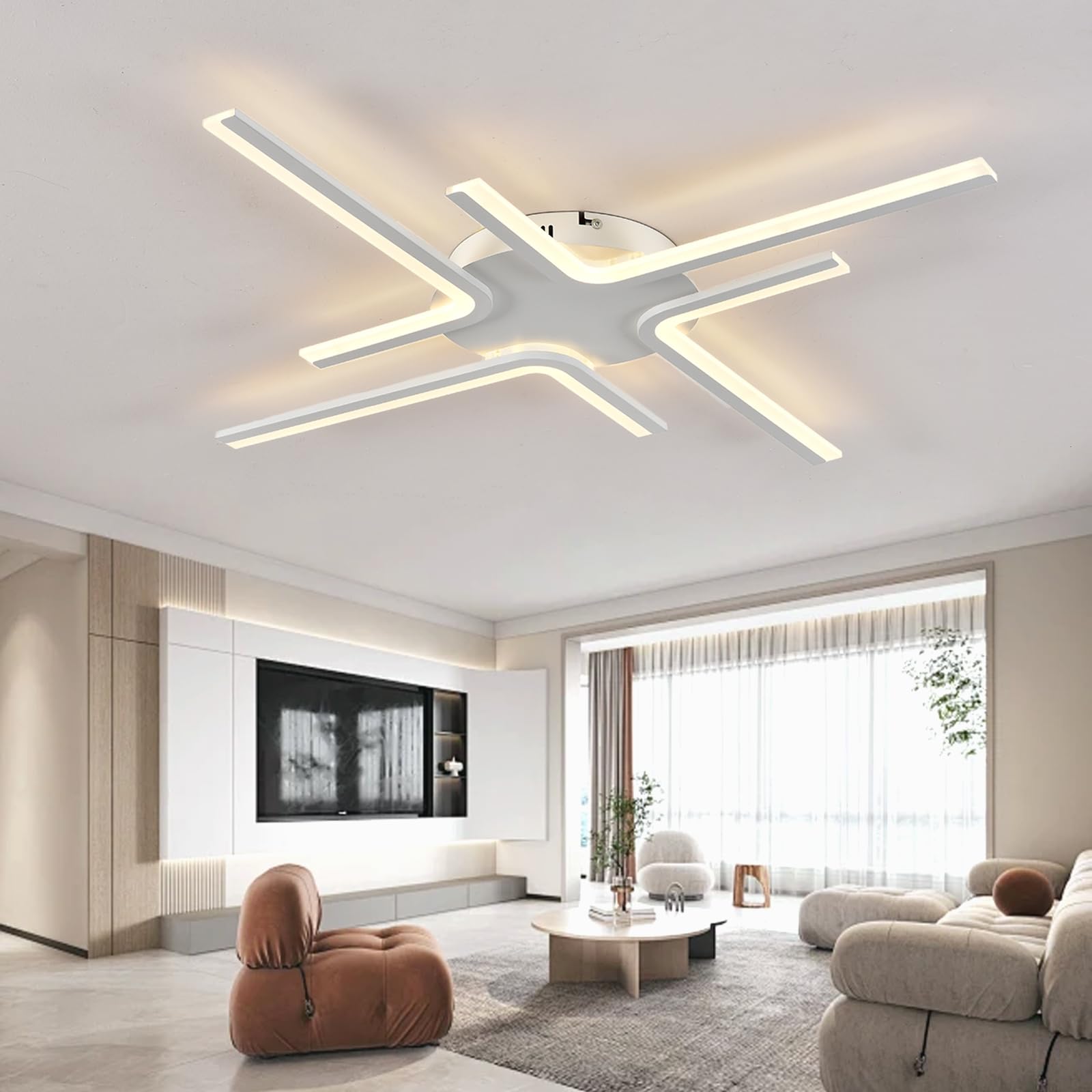 LáMpara Led Moderna Techo Con Control Remoto Y App LáMpara Techo AtenuacióN Continua Con FuncióN De Memoria,Blanco-4