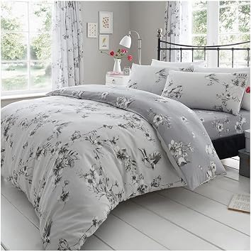 GC GAVENO CAVAILIA Birdie Blossom Duvet Cover Double Bed, Grey