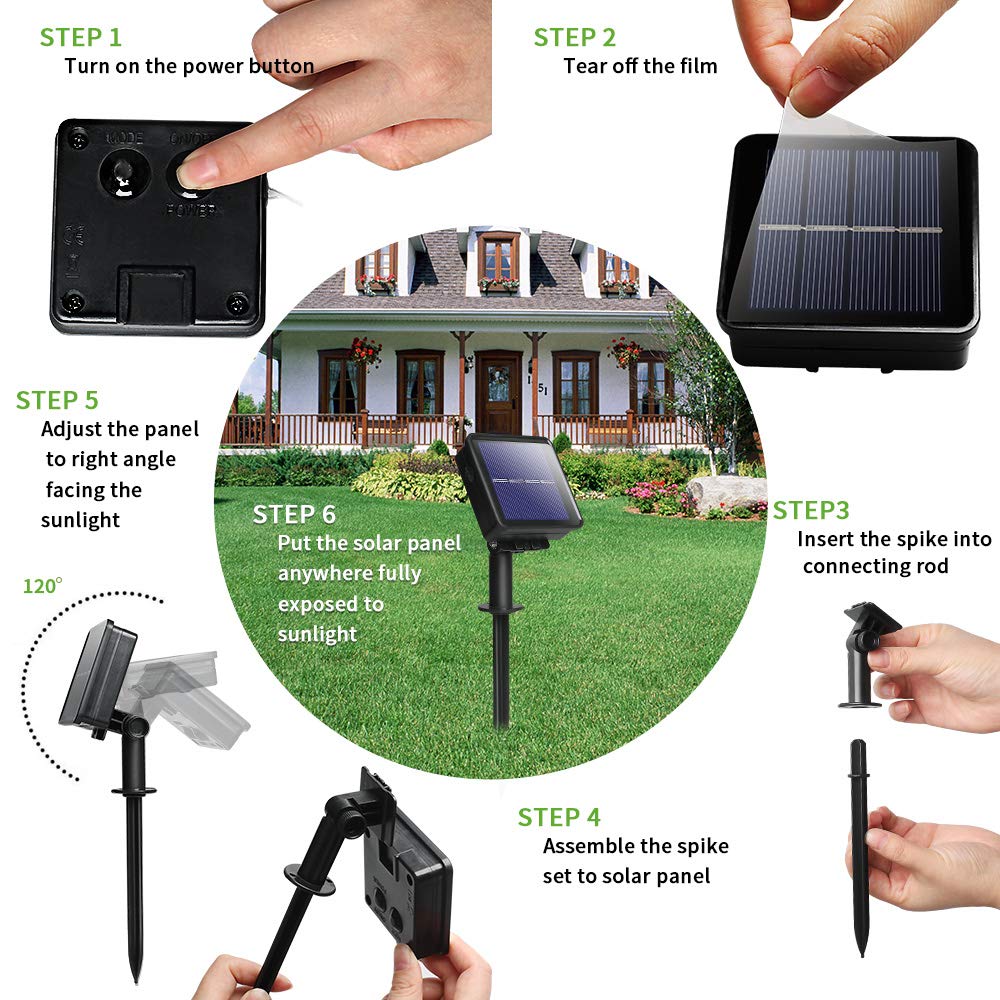 CYLAPEX - Set di 2 luci a energia solare per esterni, 120 LED, 8 modalità, impermeabili, con filo di rame, per albero, cortile, giardino, festa di nozze, decorazione natalizia bianca calda