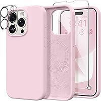 Vista 275 de GONEZ Funda de silicona para iPhone 14 Pro Max, compatible con MagSafe, con protector de pantalla + protector de lente de cámara, silicona líquida a