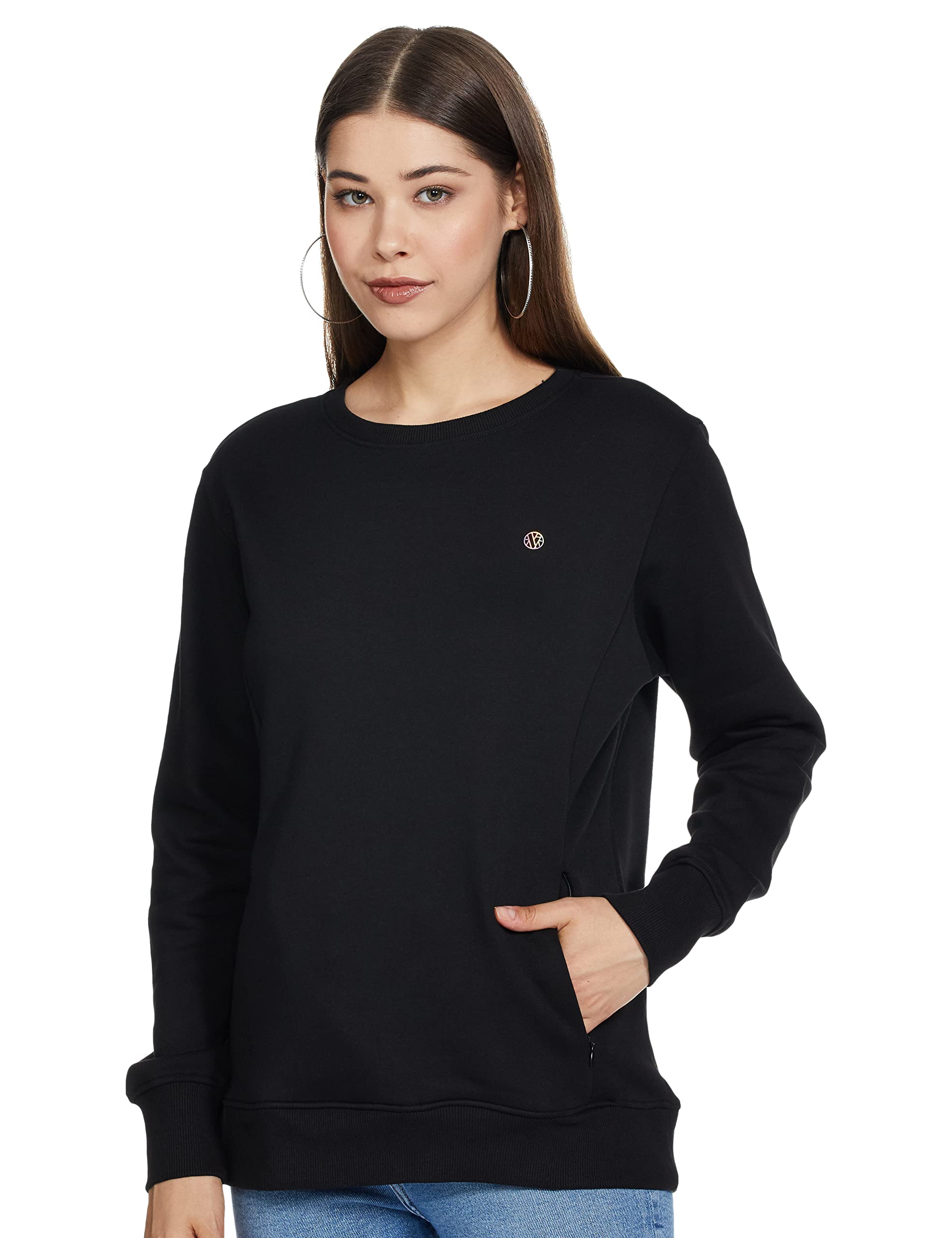 van heusen Women Cotton Athleisure Crew Neck Sweatshirt - Long Sleeve, Zipper Pocket-picture-53