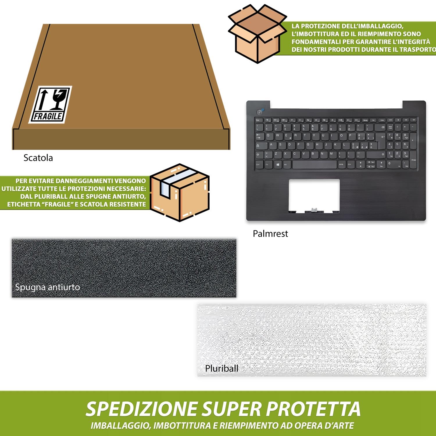new net - Top Case Palmrest con Tastiera Compatibile con Notebook Lenovo 5CB0R28215 [Frame Colore Iron Grey - Senza touchpad - Layout ITA]