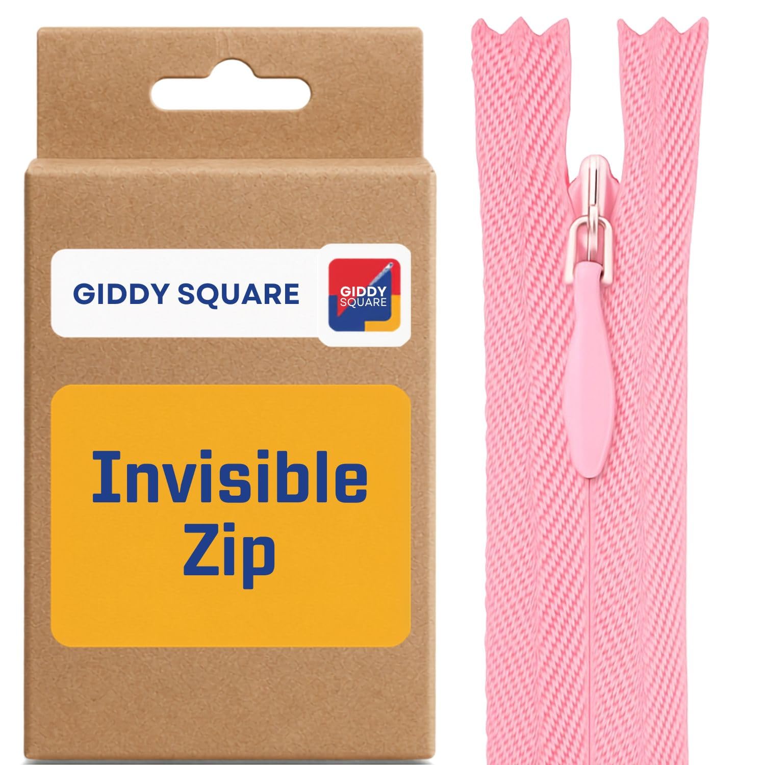 22" (56cm) Pink Invisible Zip - Concealed Nylon Closed-End