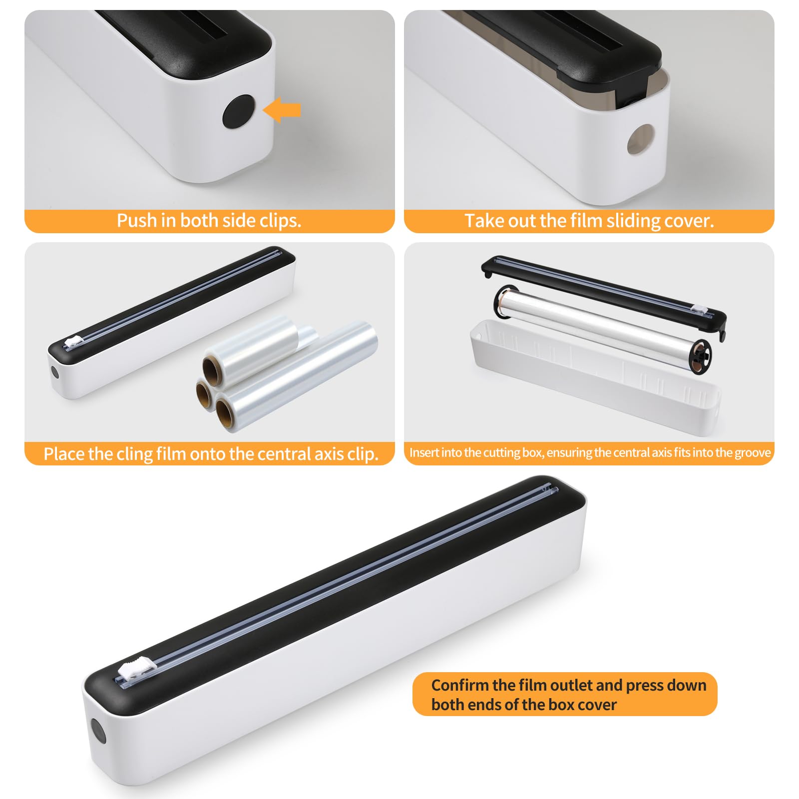 Dérouleur Film Alimentaire Avec Coupeur - 12 Ventouses - Compatible Rouleaux 30cm - Lame Inox