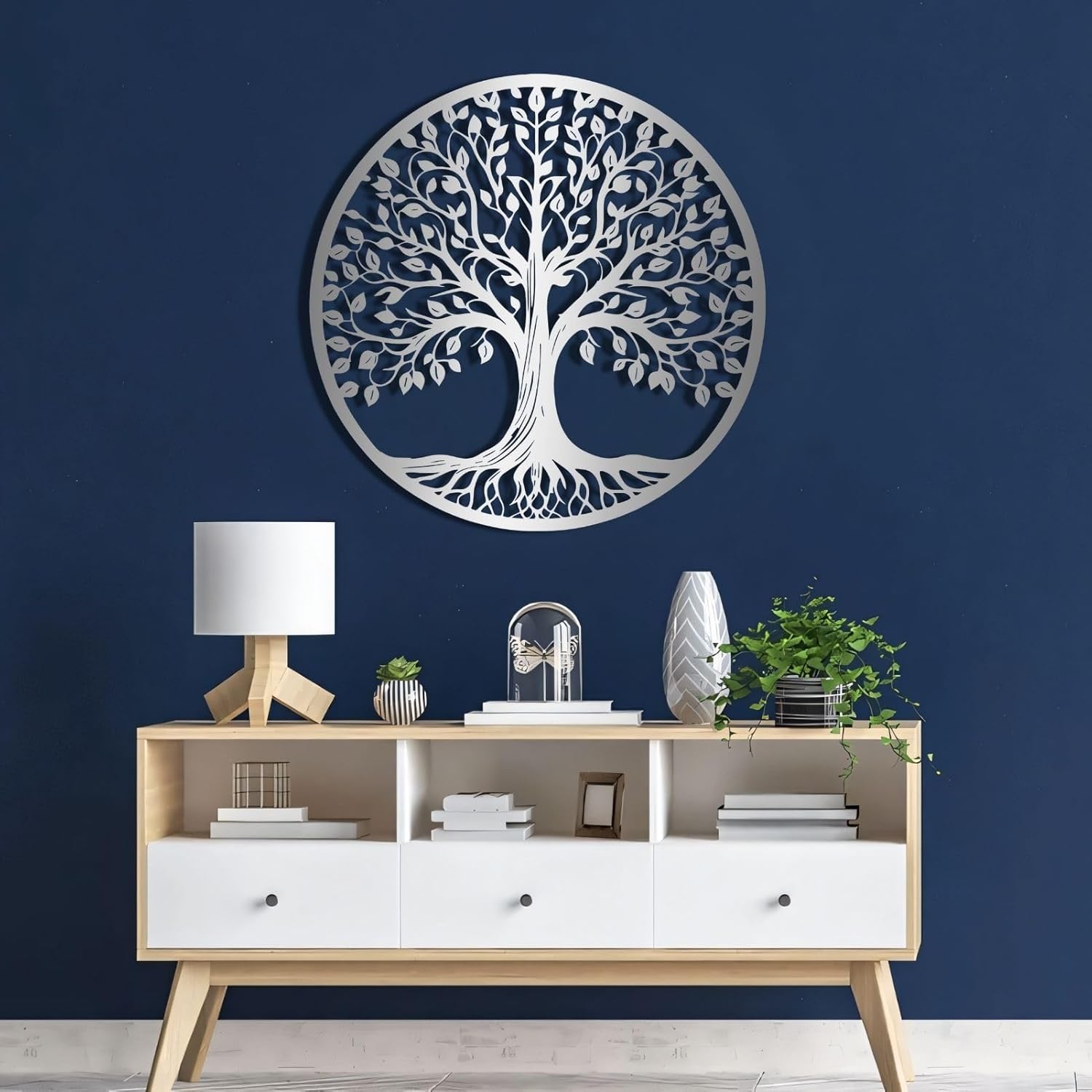 Tree of Life Metal Wall Art,Tree of Life Wall Art,Metal Tree of Life Wall Decor, Metal Tree Wall Art,Family Tree Wall Decor,Black Large Metal Wall Decor for Living Room,Bedroom,Dining Room (18"x18"/47x47cm, Black)