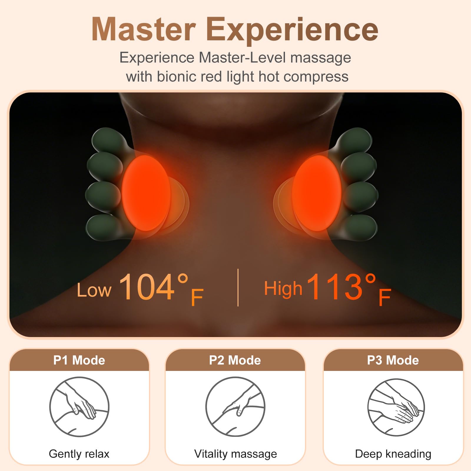 Masajeador Cervical 4D Shiatsu, Masajeador de Cuello y Hombros con Calor, 3 Modos de Masaje y 2 Niveles de Temperatura, Masajeador Eléctrico para Cuello y Espalda, Regalo Mujer Hombre