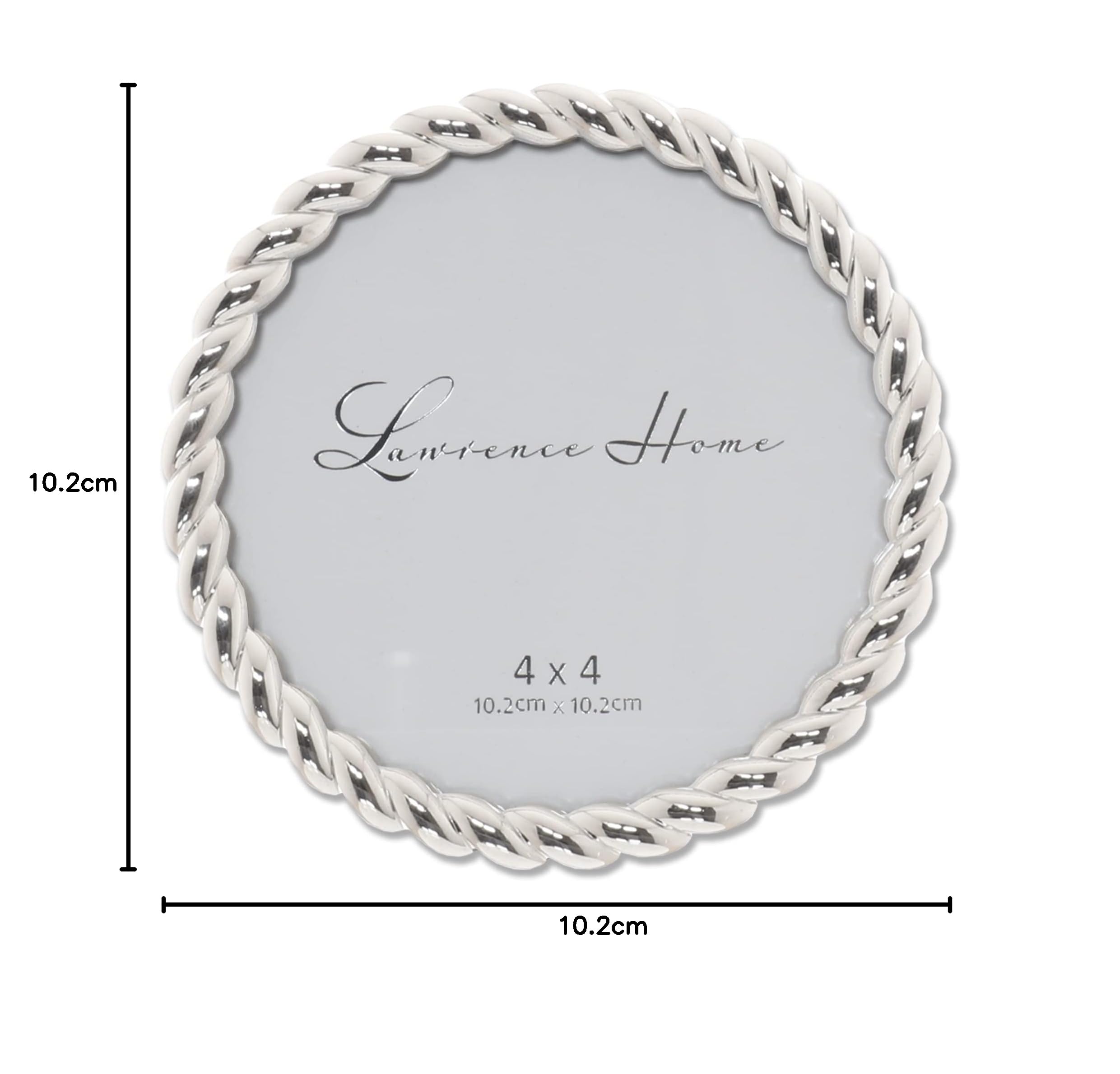 Lawrence Frames Telaio in metallo con design a corda, 4 x 4 rotondo, argento