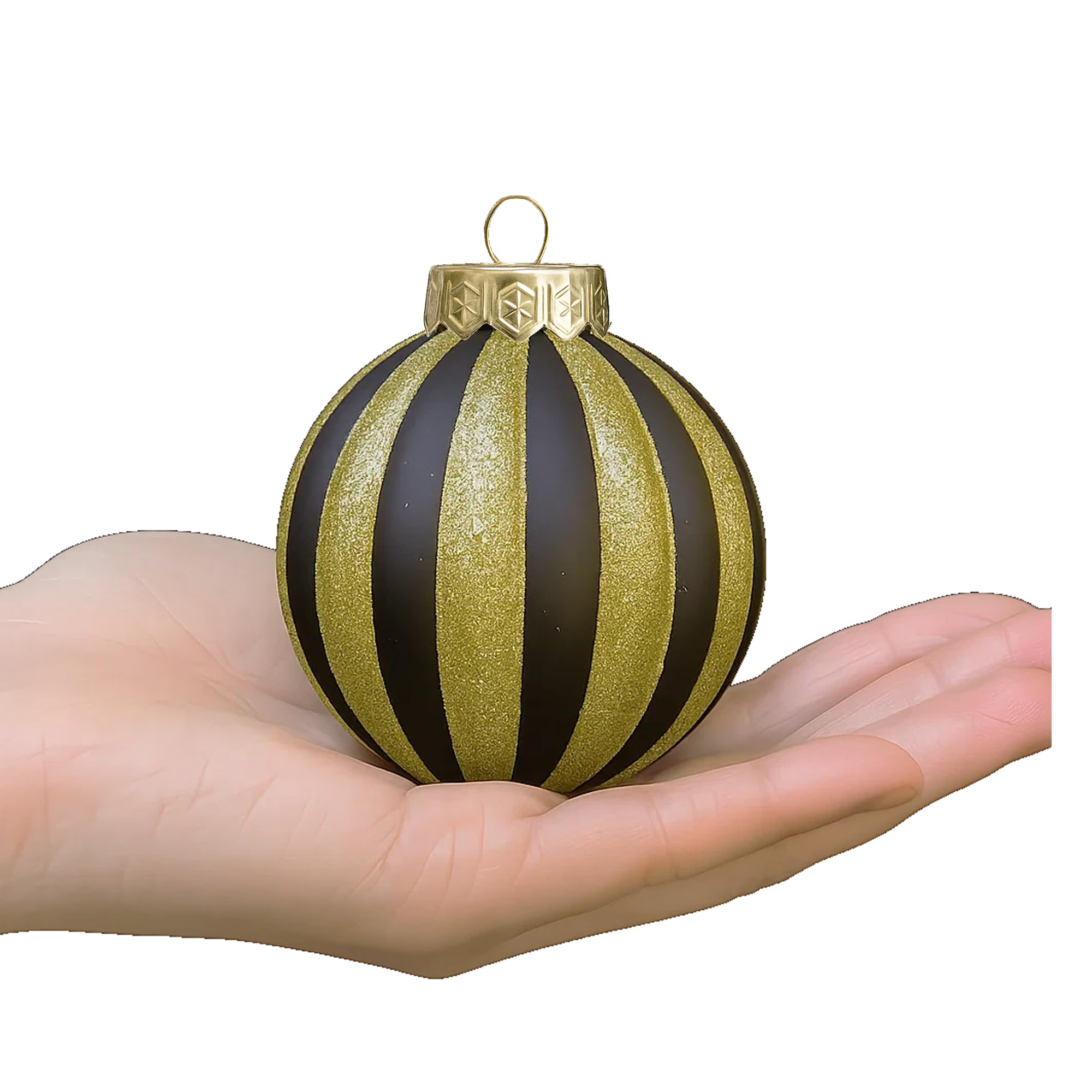 28pk Black Gold Christmas Baubles for Tree Decorations - Holiday Xmas Shatterproof Plastic Ball Ornaments, Icicles and Snowflakes Set