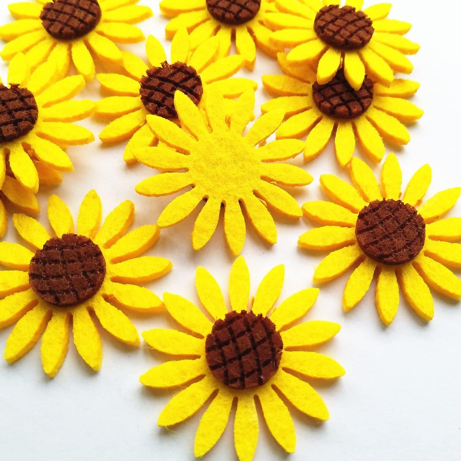 36pcs Yellow Sunflower Applique Patches for Girl Hairband Making Clothes Sewing Decoration DIY Handmaking Craft (Yellow)