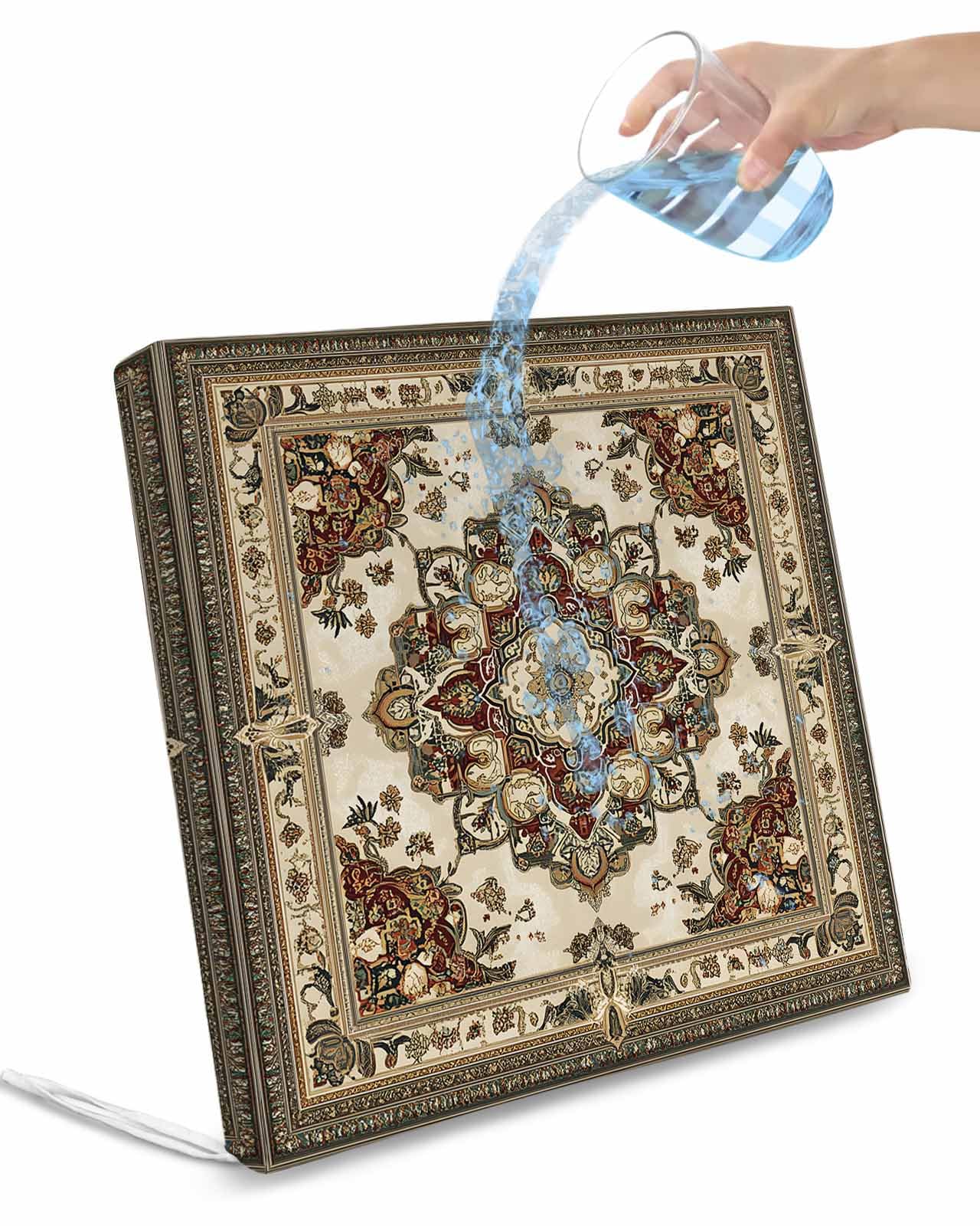 2 Pack Brown Floral Waterproof Cushion Covers with Ties, Outdoor Patio Chaise Lounge Chair Seat Cushion Slip Covers Replacement(Only Cover) Bohemian Vintage Ethnic Tribals 20