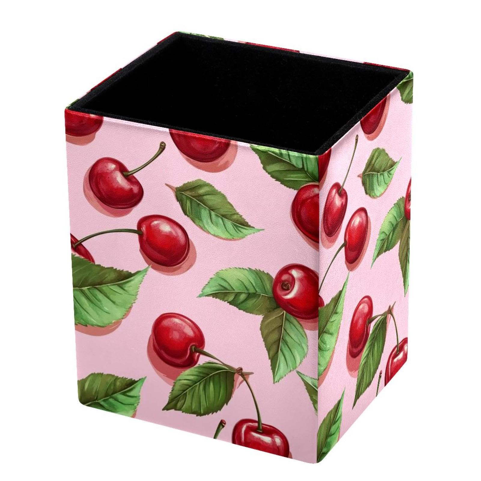 VAPOKF Pencil Holders for Desk, Delicious Cherry Printed Pen Holders Pen Pot Makeup Brushes Storage Desktop Stationery Supplies Organiser for Home Office