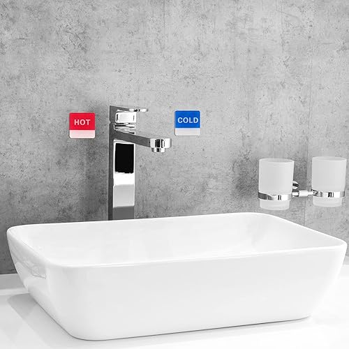 Miniatura 6 de PATIKIL Etiqueta autoadhesiva para agua calientefría, paquete de 3 pares6 calcomanías cuadradas acrílicas para fregaderos de grifos, rojoazul