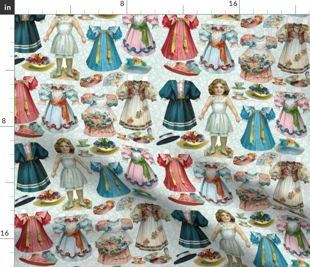 Spoonflower Fabric - Doll Hats Girls Vintage Fashion Printed on Petal Signature Cotton Fabric Fat Quarter - Sewing Quilting Apparel Crafts Decor