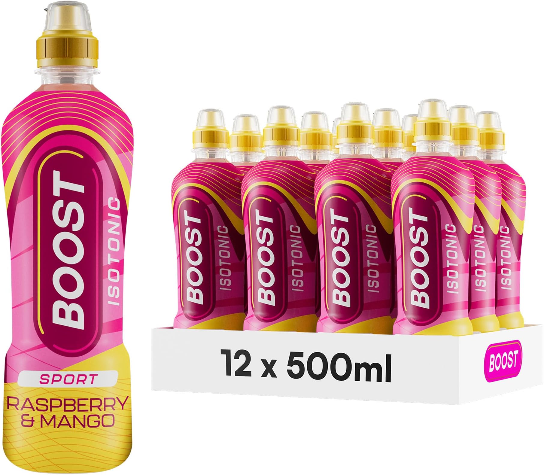 Sports Drinks Raspberry & Mango | 12 Isotonic Drink with Vitamin B12 and B6 | Electrolyte Drink | Maximum Hydration Drinks | Low Calorie Vegan Adult Soft Drinks Multipacks | 12x500ml
