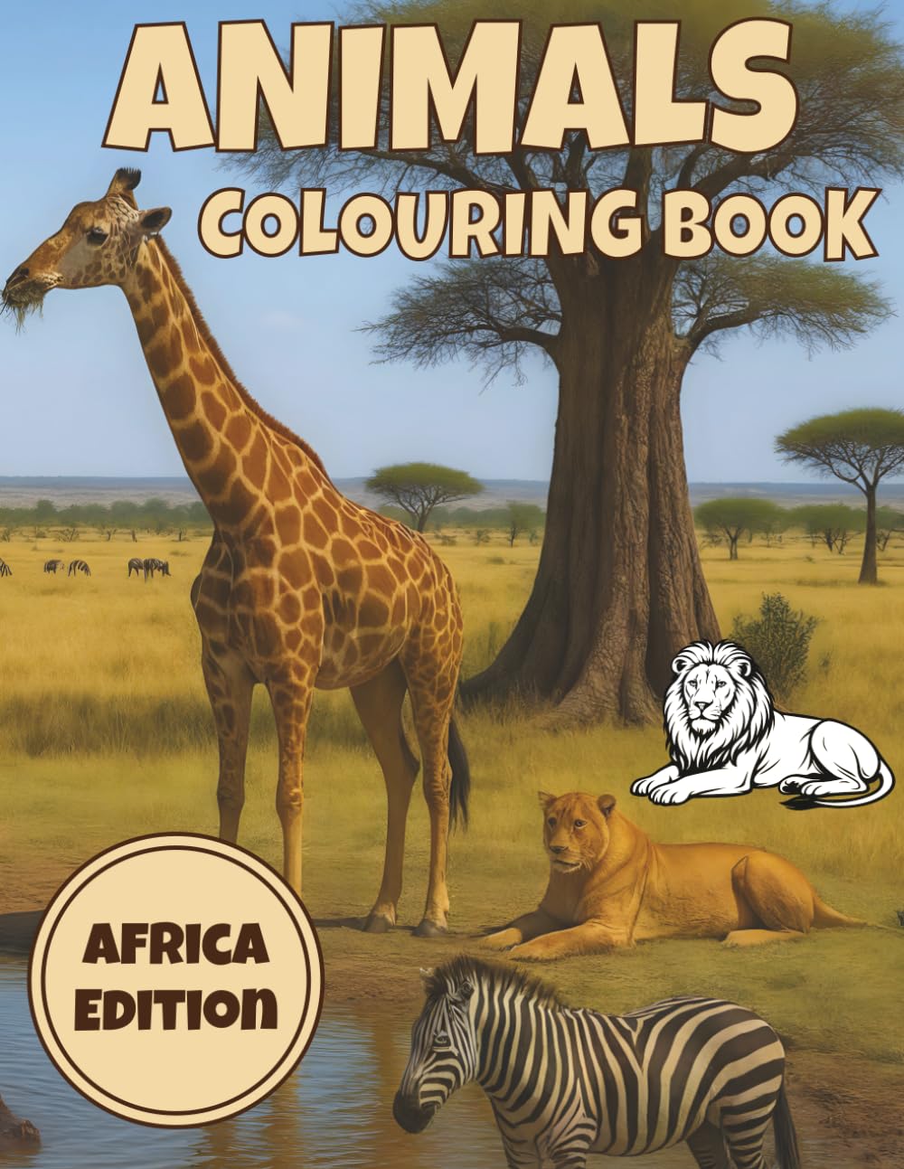 African Animals Colouring Book: 50 African Wildlife Illustrations for Kids (Animal Kingdom Colouring Collection)
