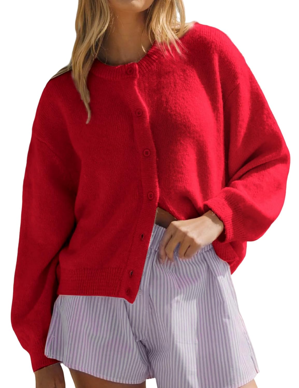 Yimoon Womens Cardigan Sweaters Button Down Chunky Knit Sweater Long Sleeve Soft Fall Winter Cropped Cardigans